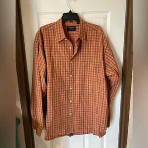 American Eagle Outfitters Orange Checkered long sleeve button downShirt Mens XL